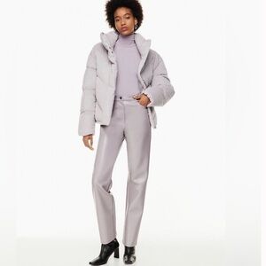 Aritzia Wilfred The Melina High Waisted Vegan Leather Pants in Morado Gray Sz 8